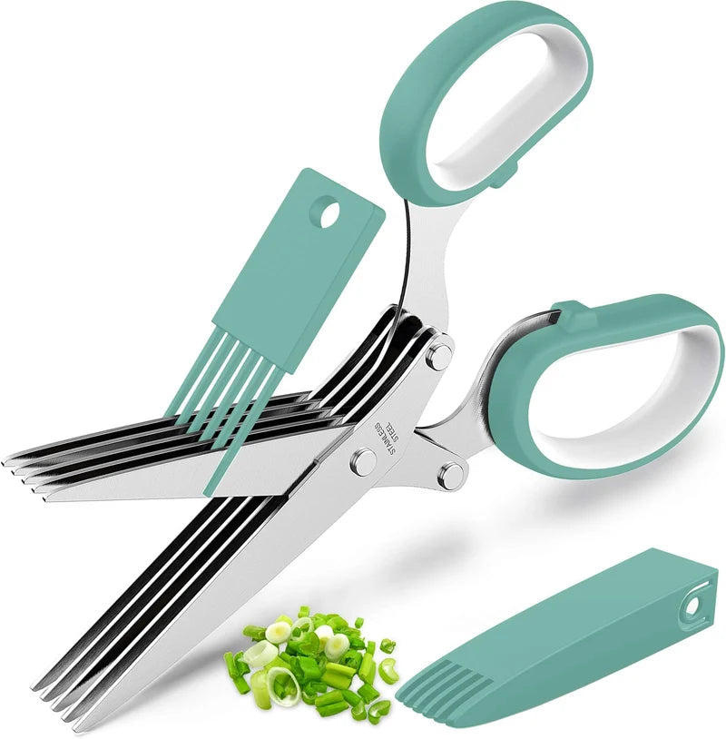 5-Blade Herb Scissors – Multi-Blade Kitchen Herb Cutter & Chopper | Easy Herb Cutting Tool